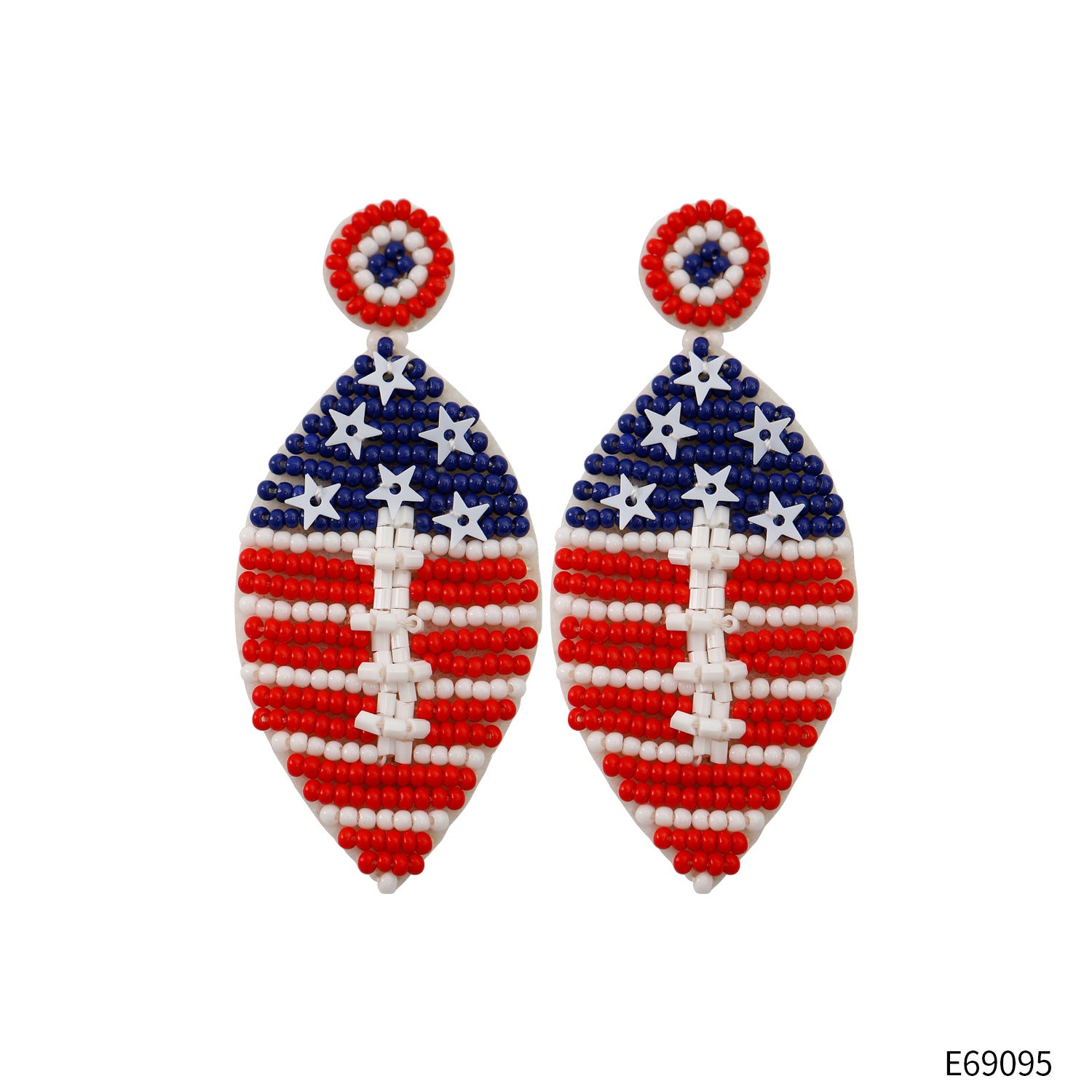 Wholesale Handwoven Rugby American Independence Day Rice Beads Earrings