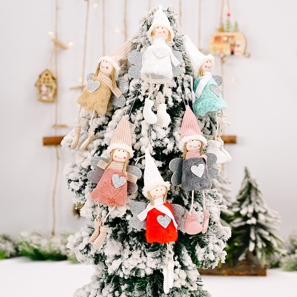 Wholesale Christmas Decoration New Plush Love Angel Pendant Small Tree Charm Children Cute Plush Doll
