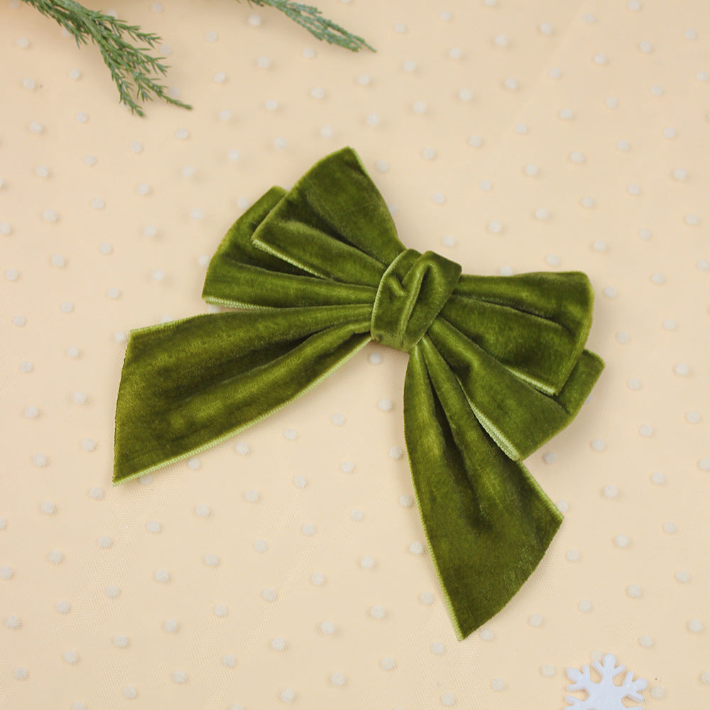 Wholesale 5pcs A-grade Velvet Christmas Velvet Ribbon Bow Sweet Hair Clip