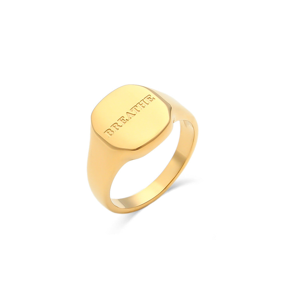 Wholesale Titanium steel gold English letter ring