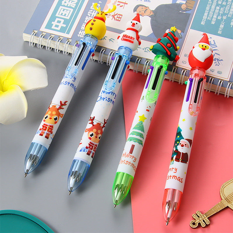 Wholesale Christmas 6 Color Plastic Ballpoint Pens