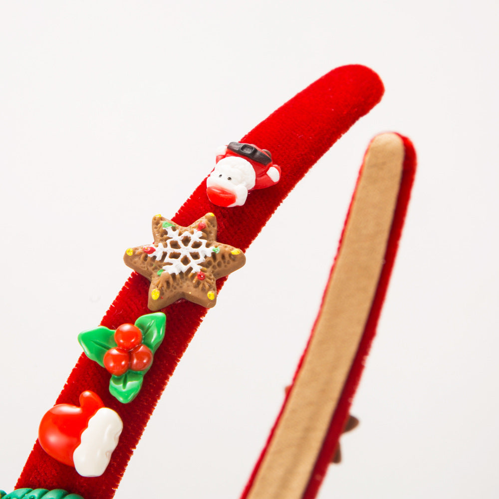 Wholesale New Christmas Simple Thin Flannel Gingerbread Man Accessories Headband