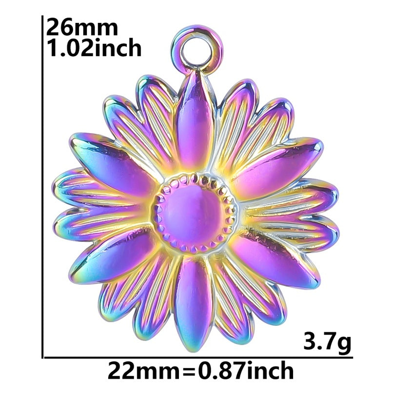 Wholesale Stainless Steel Gold Sunflower Colorful Pendant Accessories