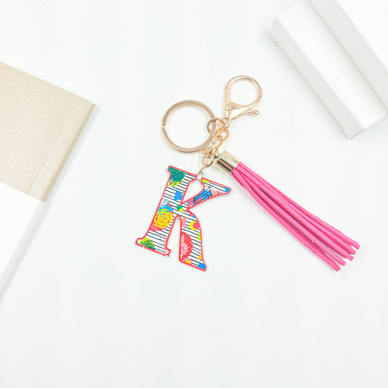 Wholesale Letter Colorful Tassel Zinc Alloy Keychain