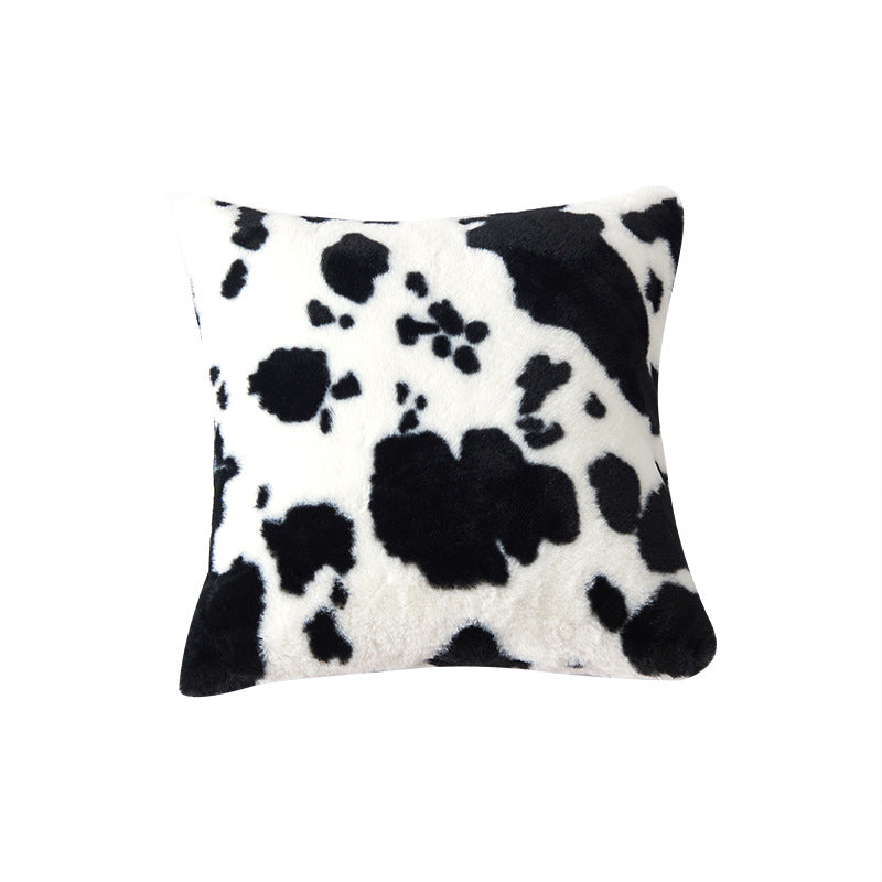 Wholesale cow flower plush double-sided pillow cover sofa cushion cover without core
