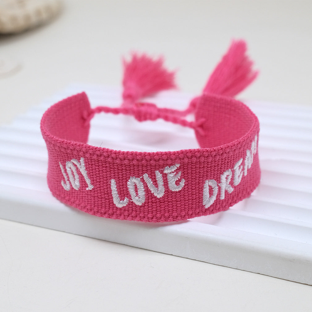 Wholesale Cord Embroiderable Logo Letter Bracelet
