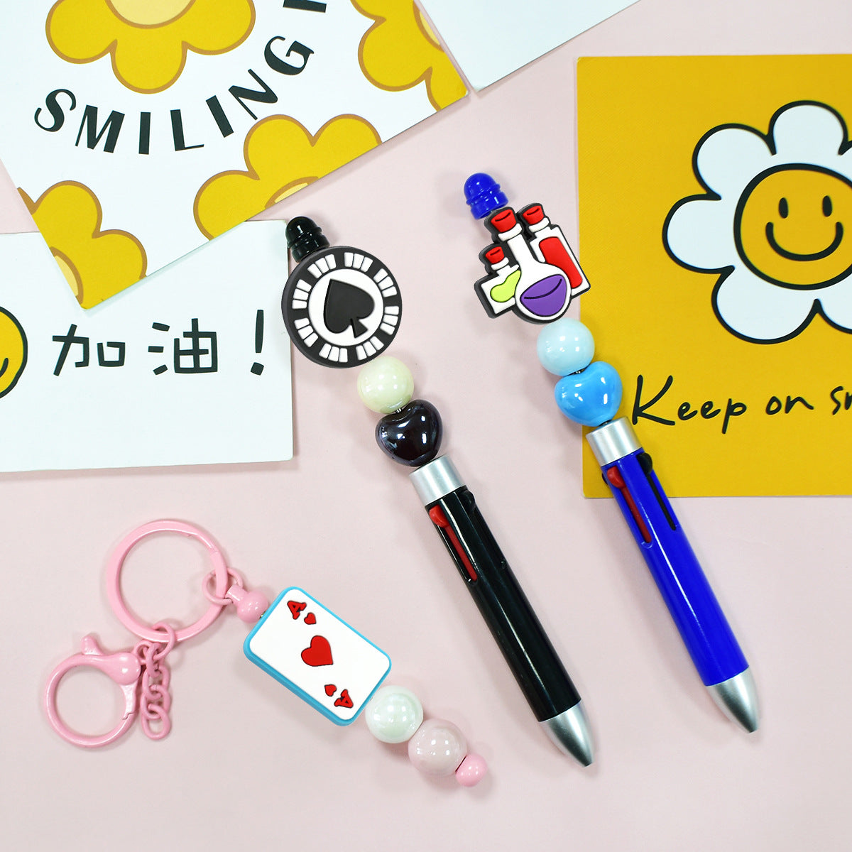 Wholesale random 100pcs science experiment series beaded ballpoint pen accessories beads