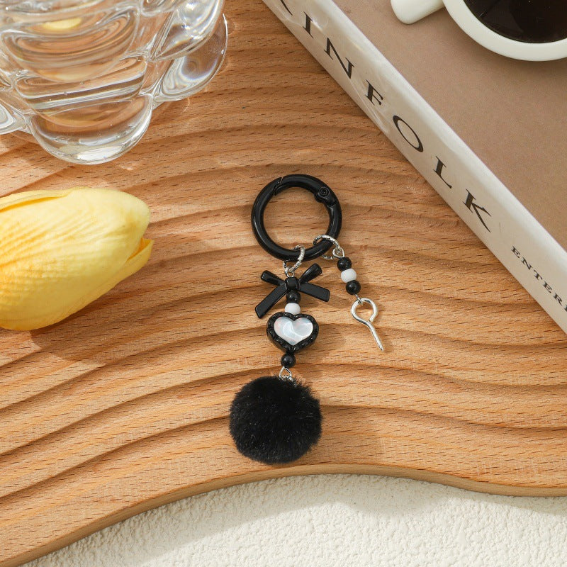 Wholesale 5pcs Creative hair ball beaded DIY keychain