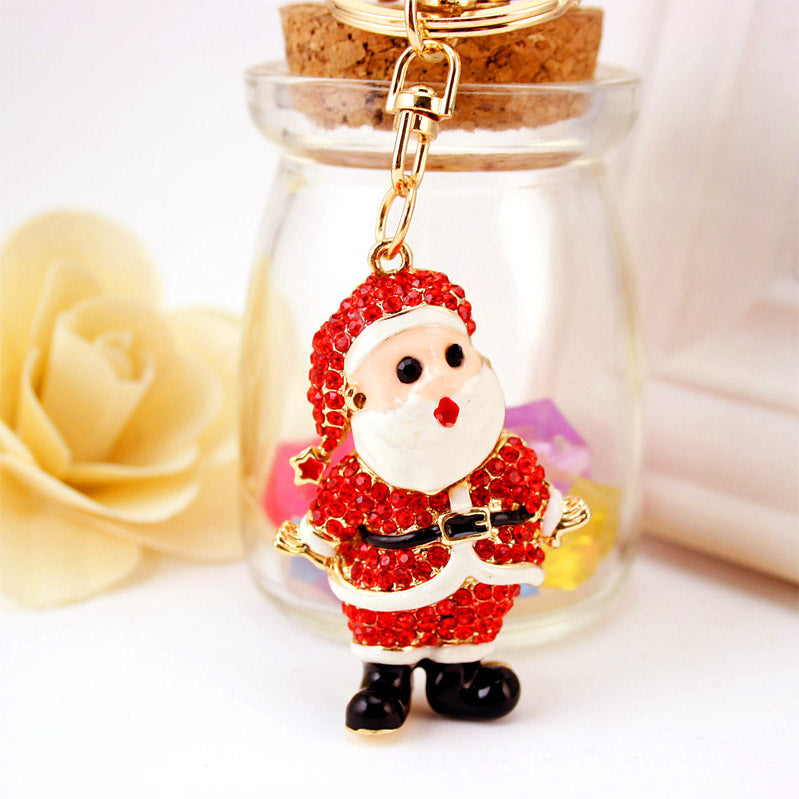 Wholesale Rhinestones Christmas Santa Claus Alloy Keychains