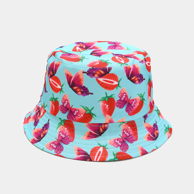 Wholesale Strawberry Butterfly Pattern Double-sided Fisherman Hat