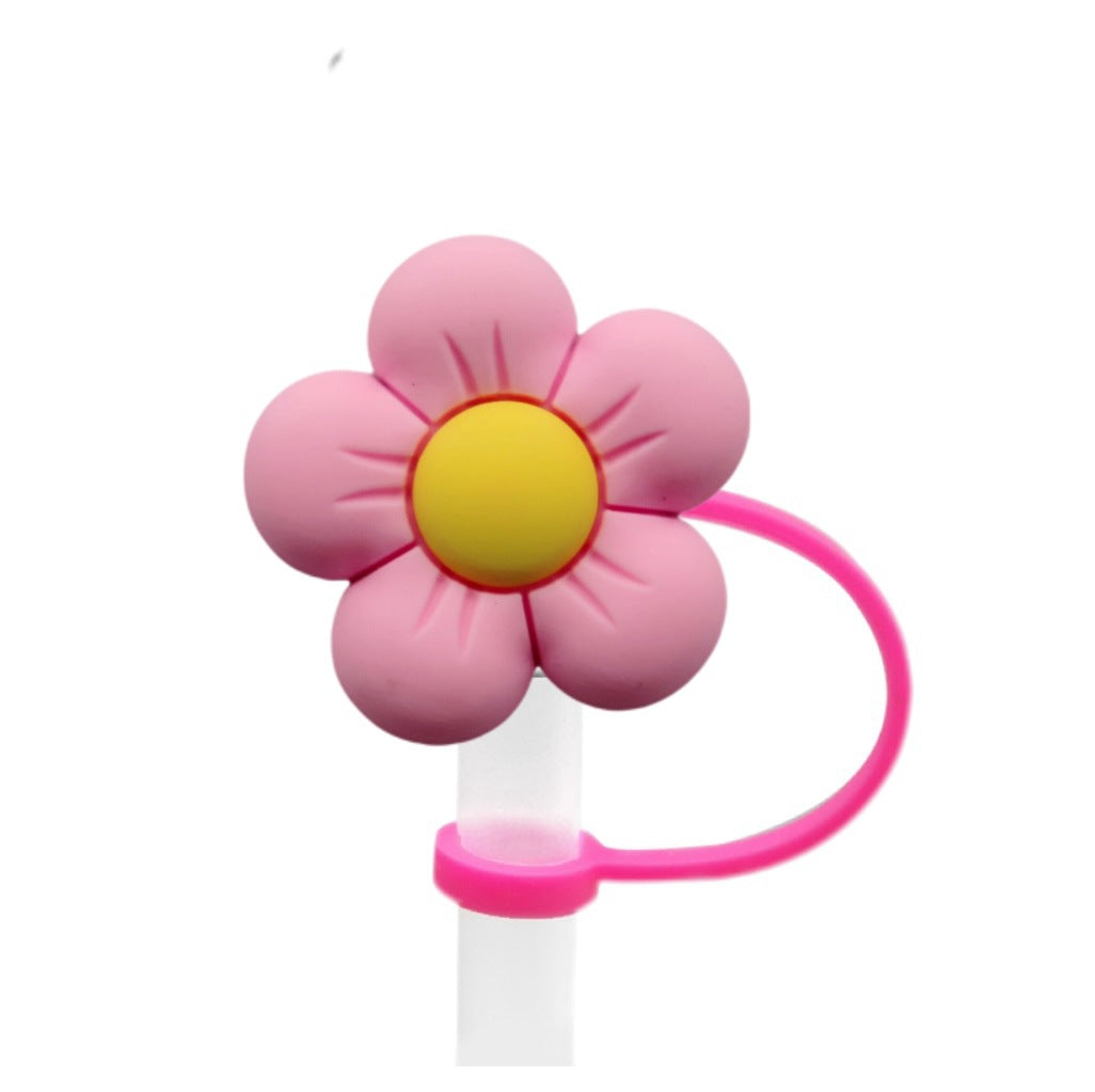Wholesale Colorful flower series straw cap creative DIY straw plug
