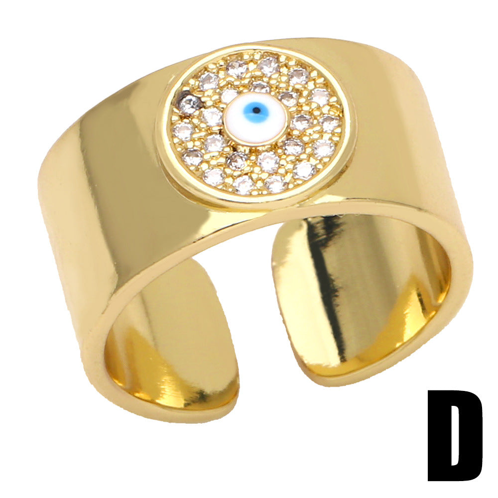 Wholesale Adjustable Devil Eye Gold Plated Copper Ring