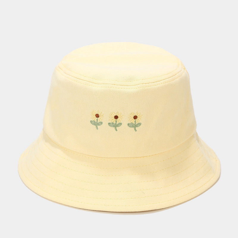 Wholesale Cotton Small Flower Embroidery Bucket Hat