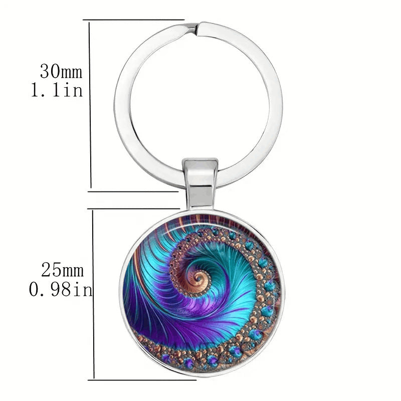 Wholesale Diamond Painting Abstract Spiral Pattern Time Gemstone Metal Keychain