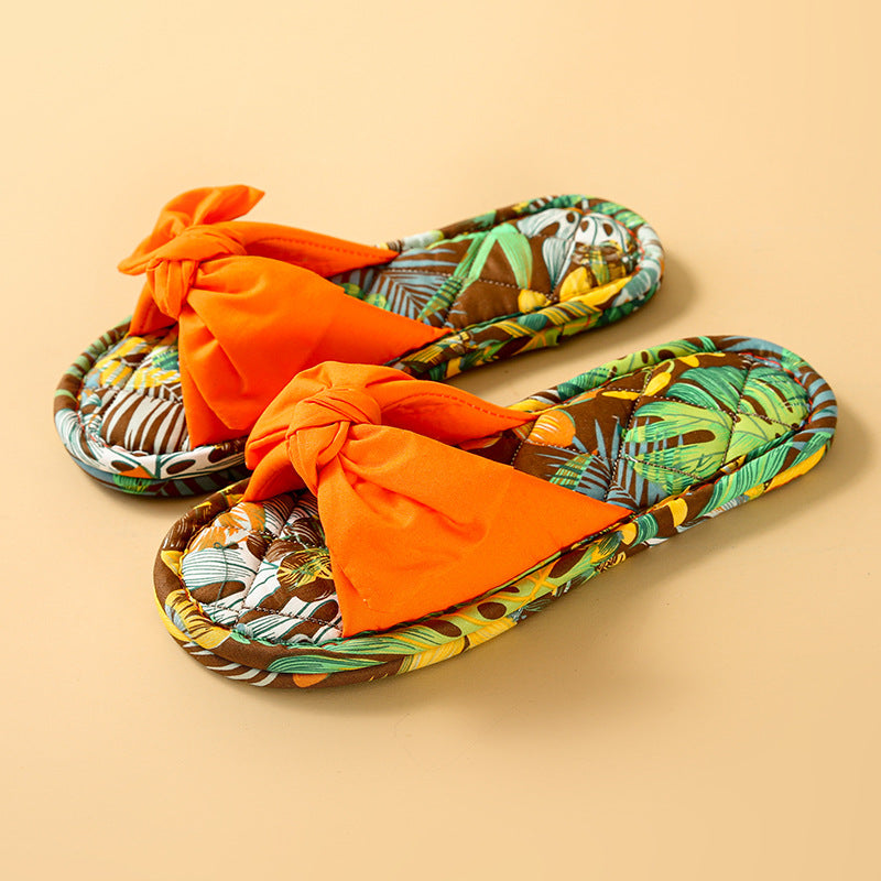 Wholesale Fabric Bowknot Indoor Non-slip Slippers