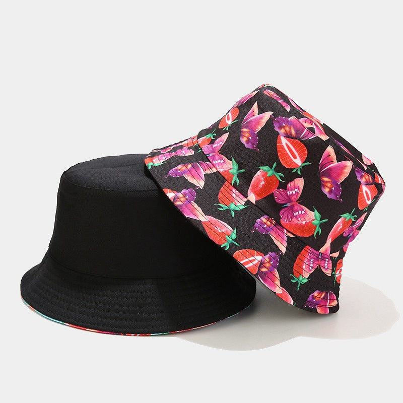Wholesale Strawberry Butterfly Pattern Double-sided Fisherman Hat