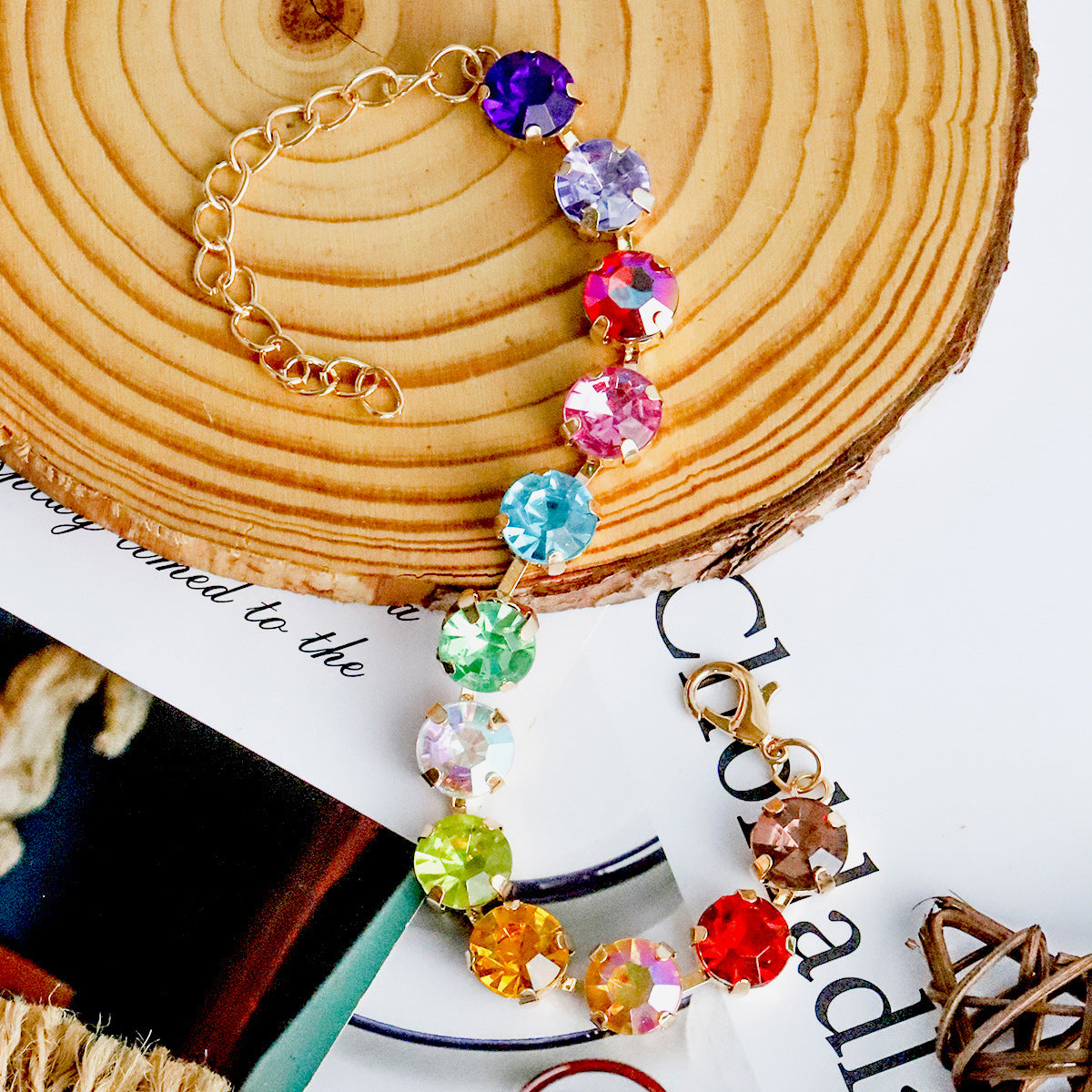 Wholesale Candy Color Inlaid Colorful Rhinestone Bracelet