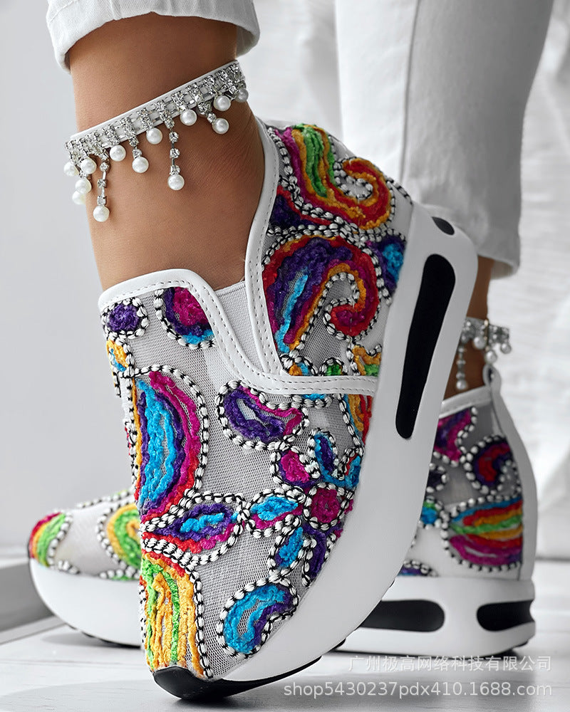 Wholesale Women's New Fashion All-match Colorful Rose Sneakers