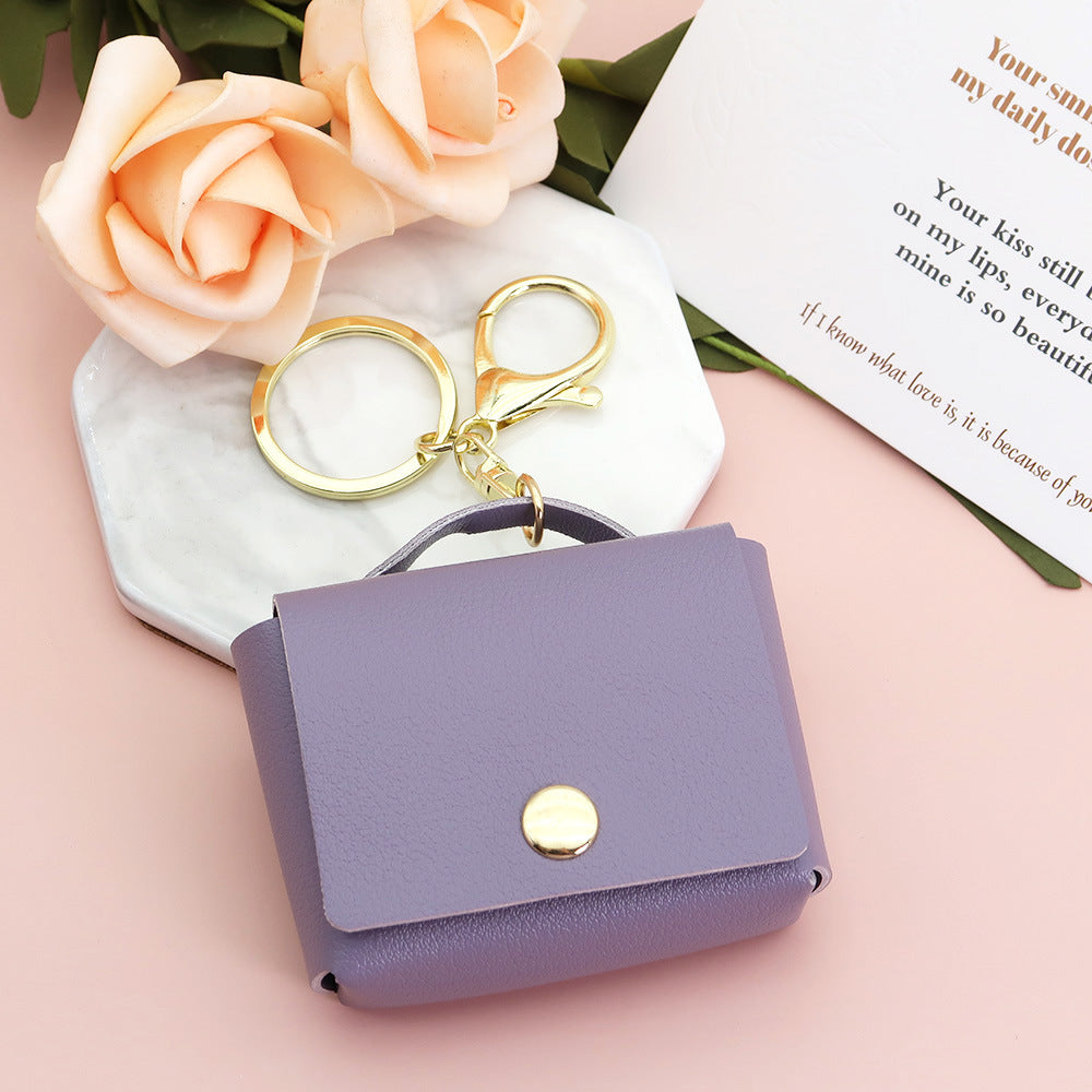 Wholesale Creative Leather Mini Square Bag Coin Purse Keychain