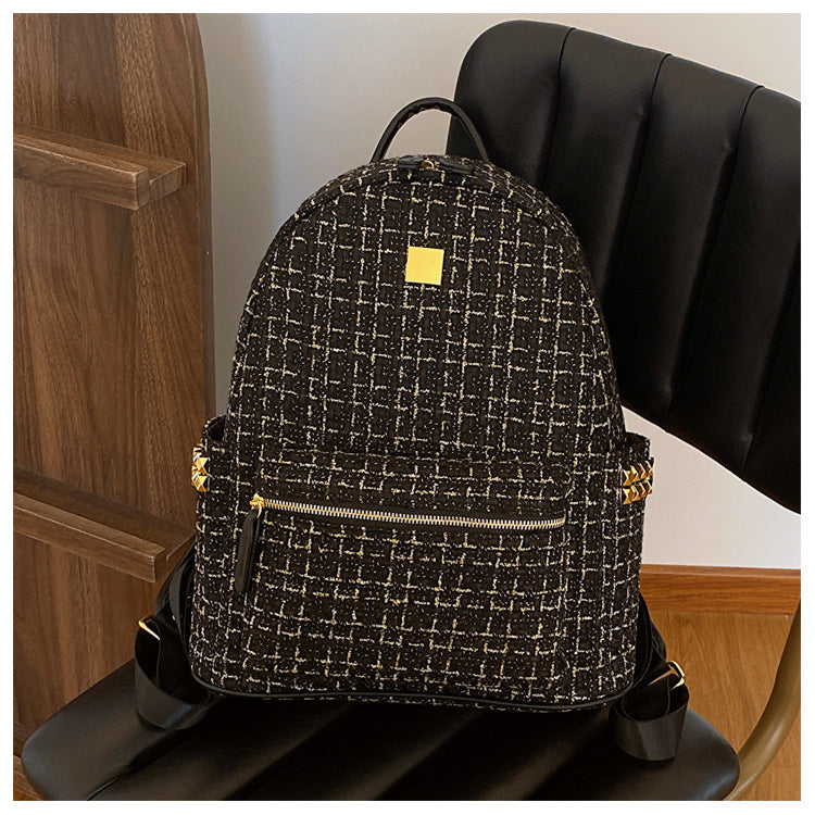 Wholesale Rivet Large Capacity Woolen Backpack