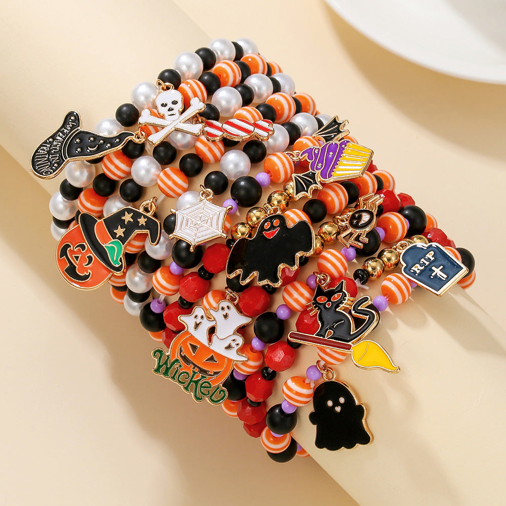 Wholesale  Bracelet Beaded Funny  Bat Pendant Ghost Festival Ghost Bracelet