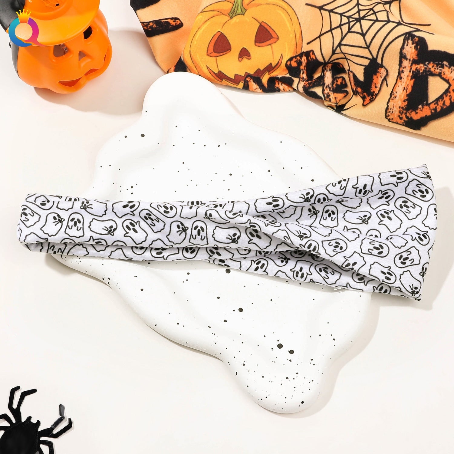 Wholesale Cross Border Halloween Skeleton Ghost Face Wash Hair Bands Scary Flat Cross Hair Ties