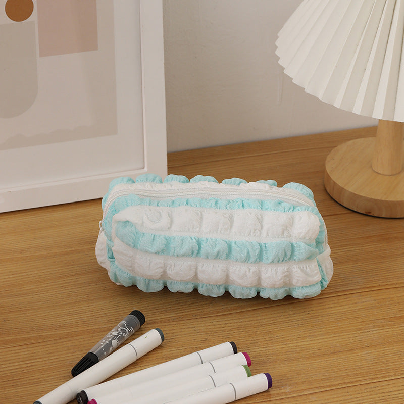 Wholesale Color Block Striped Large Capacity Pencil Case