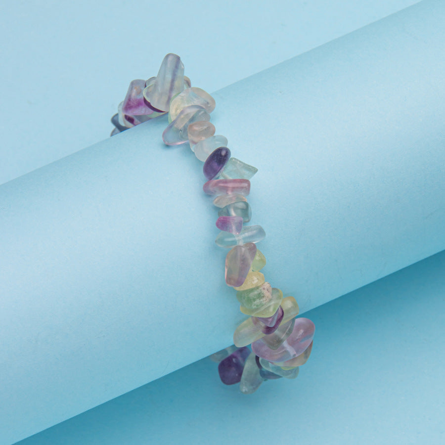 Wholesale natural stone crystal agate colorful gravel elastic bracelet