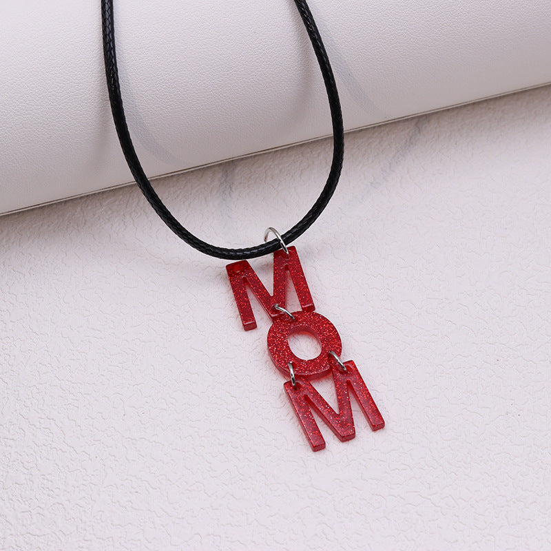 Wholesale Mother's Day Acrylic Mom Patchwork Necklace
