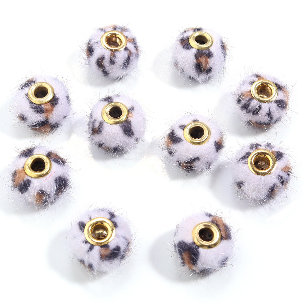 Wholesale 10PCS Leopard Print Plush Straight Hole Spacer Beads