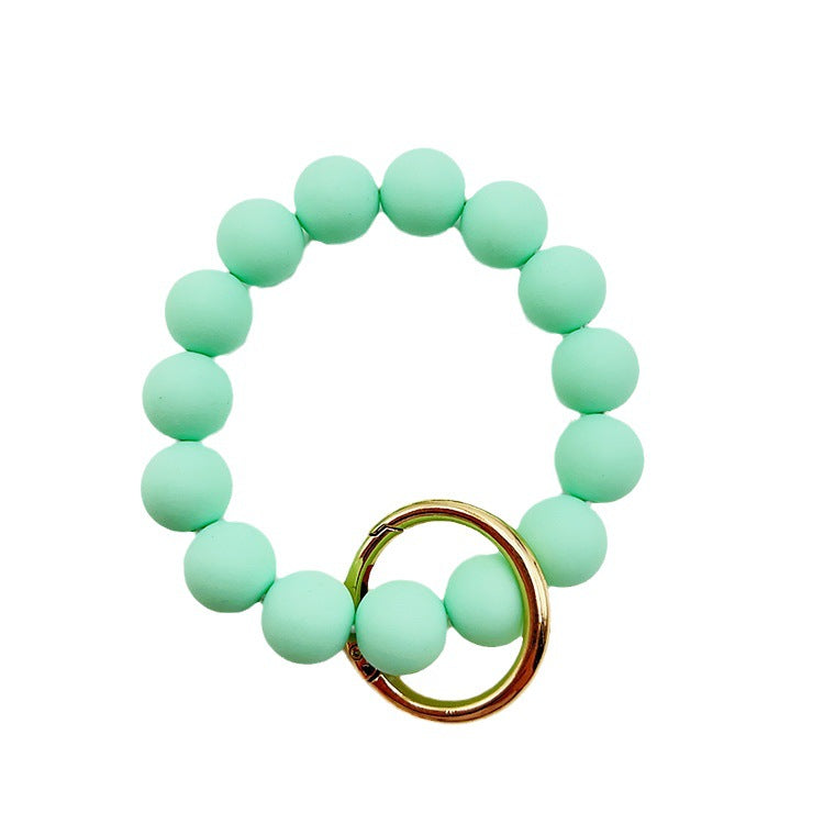 Wholesale Solid Color Silicone Handmade Beaded Wrist Keychain