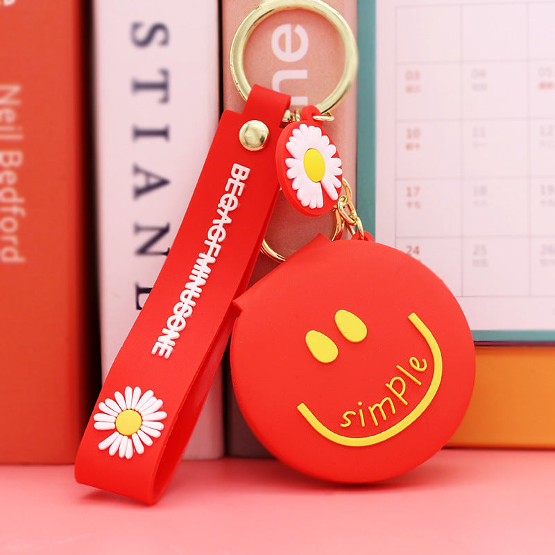 Wholesale Cartoon Portable Small Mirror Folding PVC Keychain