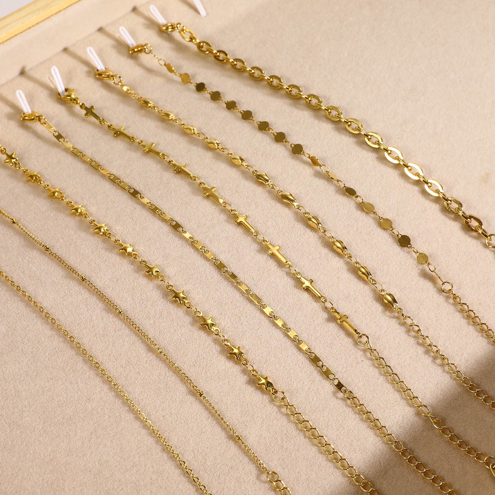 Wholesale Stainless Steel Gold Stacked Bead Bracelet