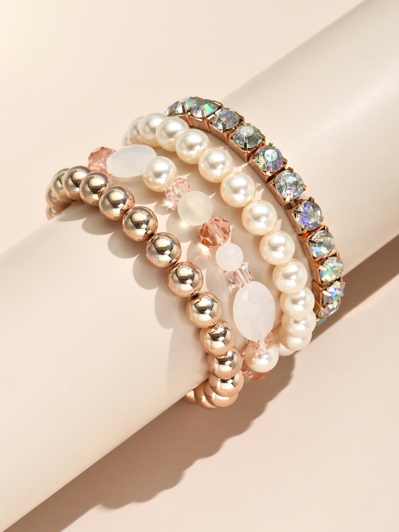 Wholesale Rhinestone Pearl Multi-layered Bracelet 4 Piece Set