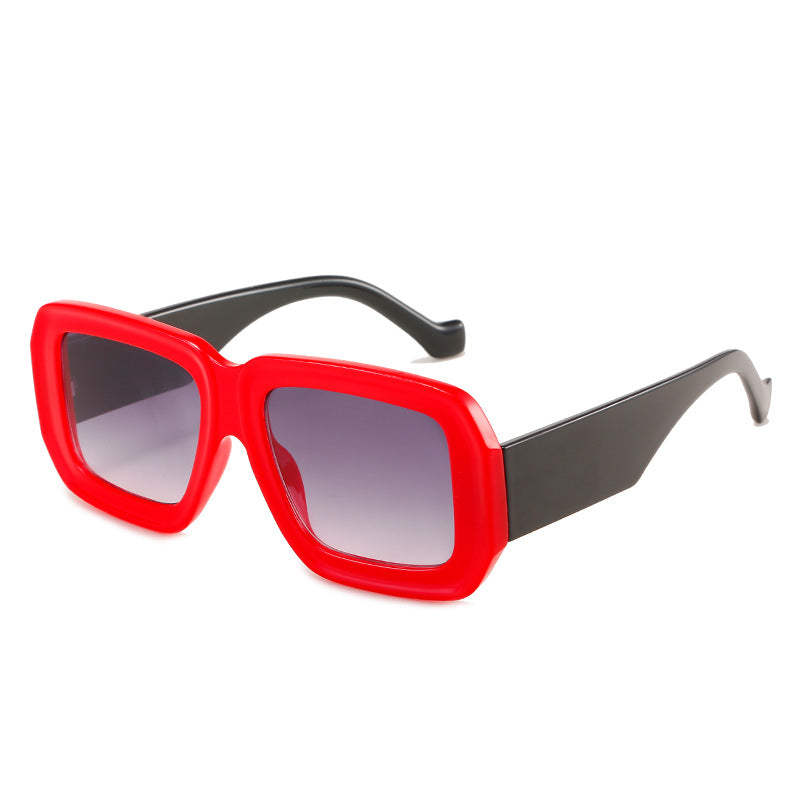 Wholesale Modern Retro Polygonal Contrast Color Thick Rim Sunglasses