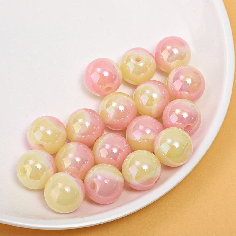 Wholesale 10PCS Gradient Girl Macaron Round Acrylic Beads