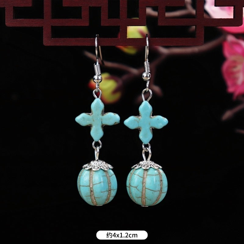 Wholesale Flower Tassel Alloy Earrings