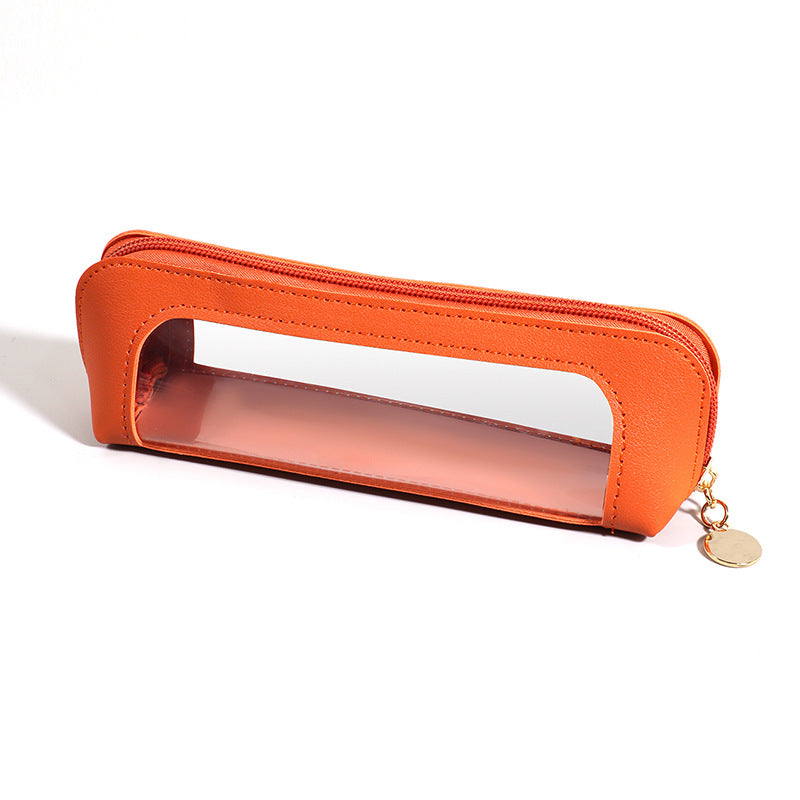 Wholesale Leather transparent large capacity pencil case