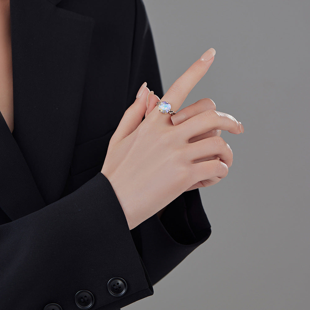 Anillo de cobre abierto de circón viejo al por mayor