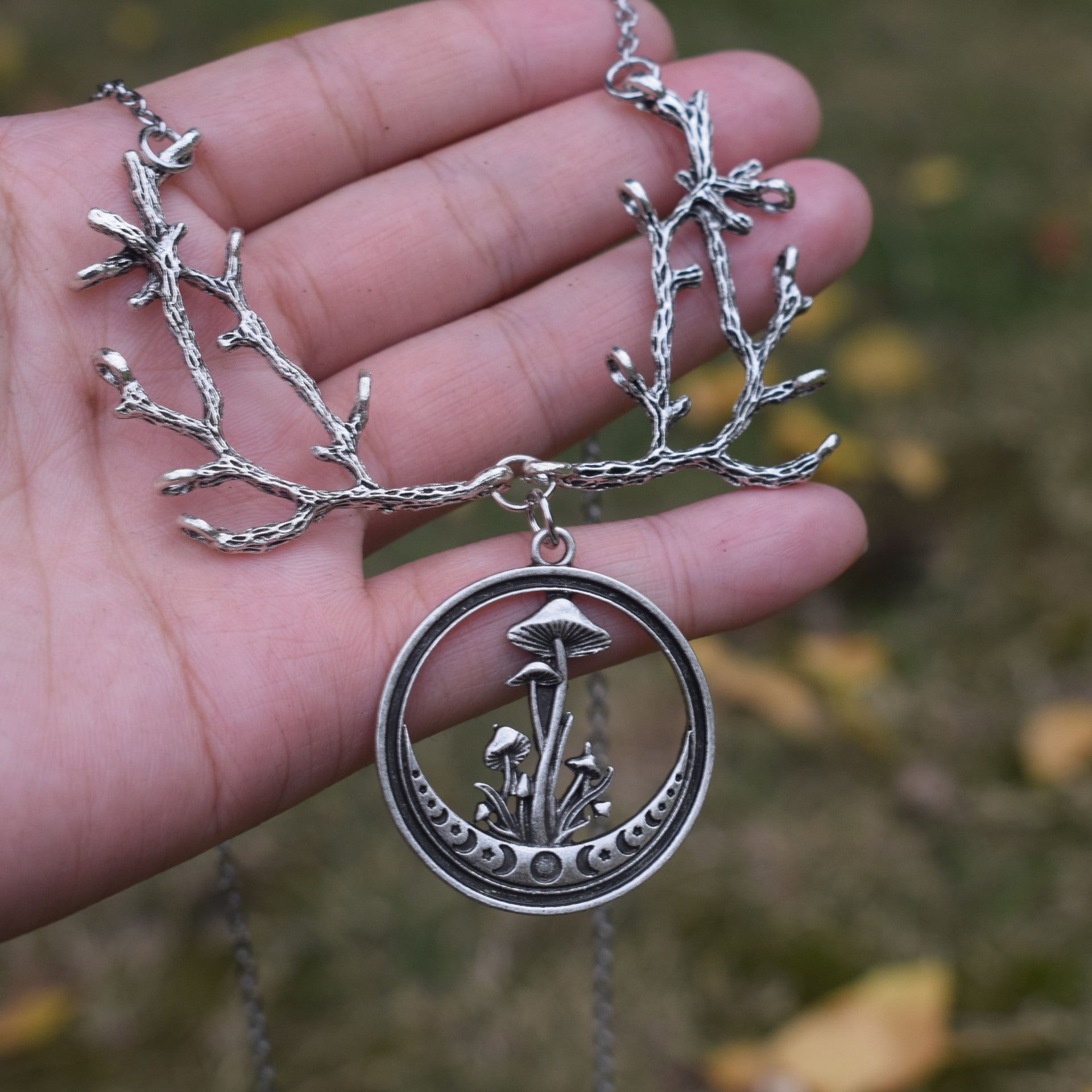 Wholesale  witch forest branches flowers moon mushroom necklace earrings accessories