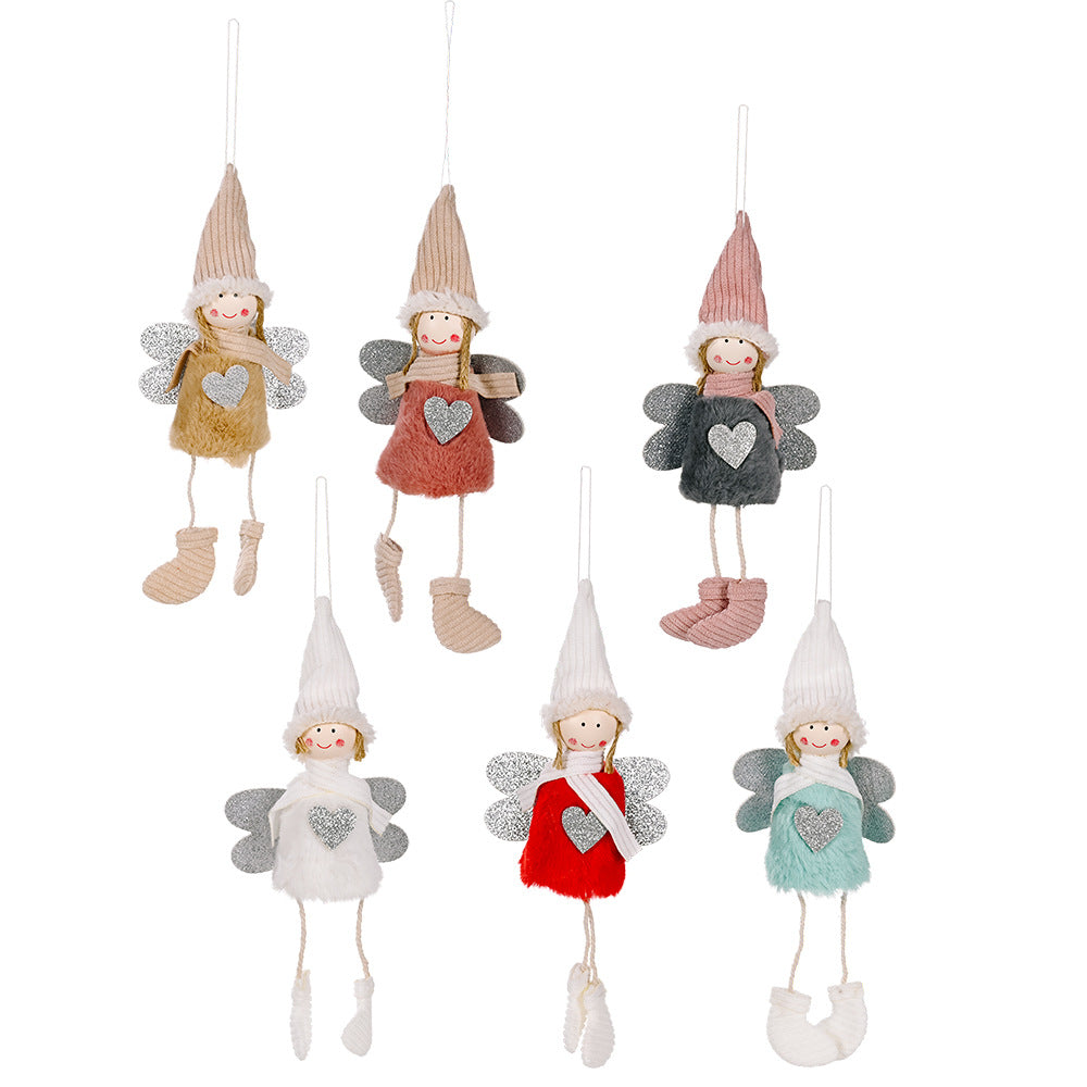 Wholesale Christmas Decoration New Plush Love Angel Pendant Small Tree Charm Children Cute Plush Doll
