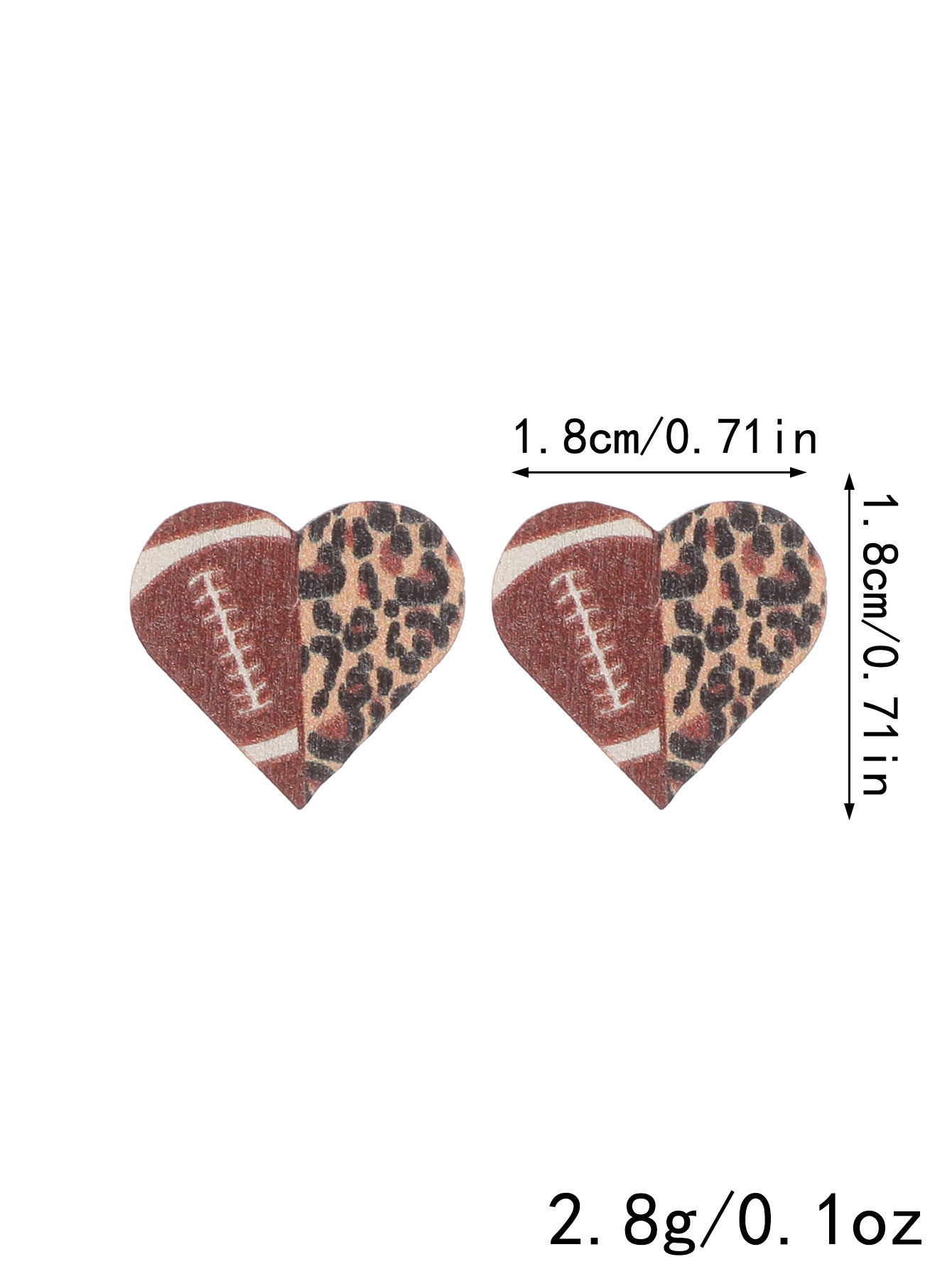 Wholesale Leopard print sports style heart cute wooden earrings