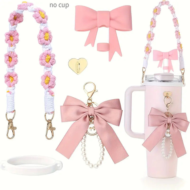 Wholesale Braided Handle Rope Bowknot Keychain Pendant Water Cup Decoration