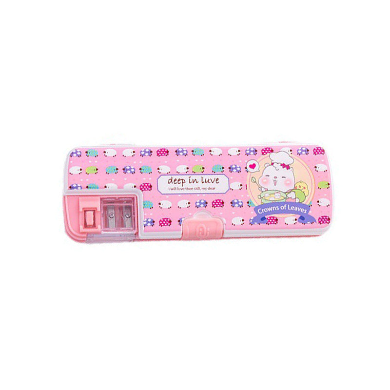 Wholesale Children's Cartoon Plastic Multifunctional Pencil Case with Pencil Sharpener