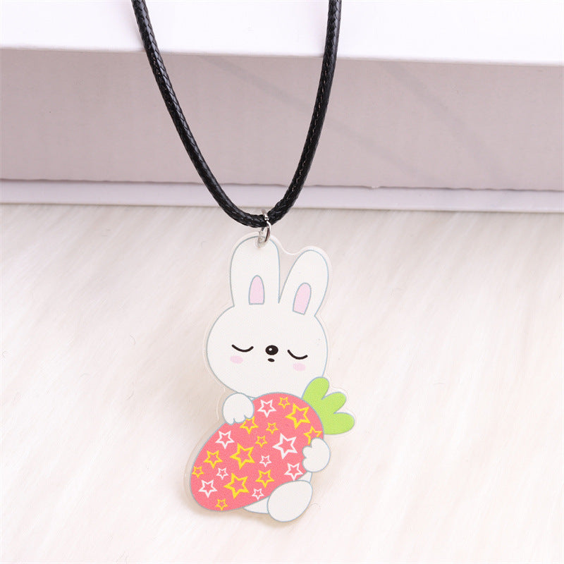 Wholesale Easter White Rabbit Basket Chick Acrylic Necklace