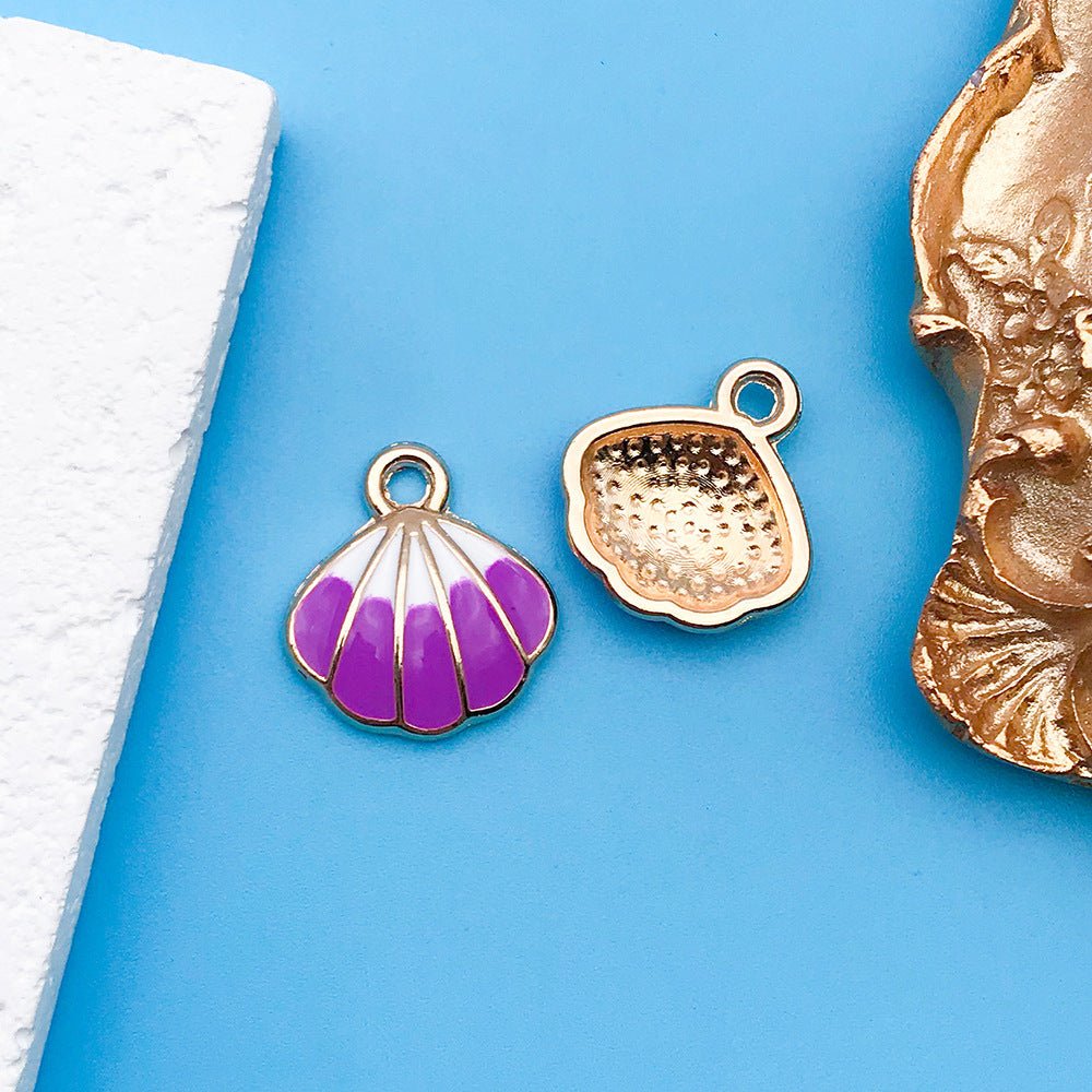 Wholesale Purple Drip Oil Alloy Flower Love DIY Necklace Bracelet Pendant