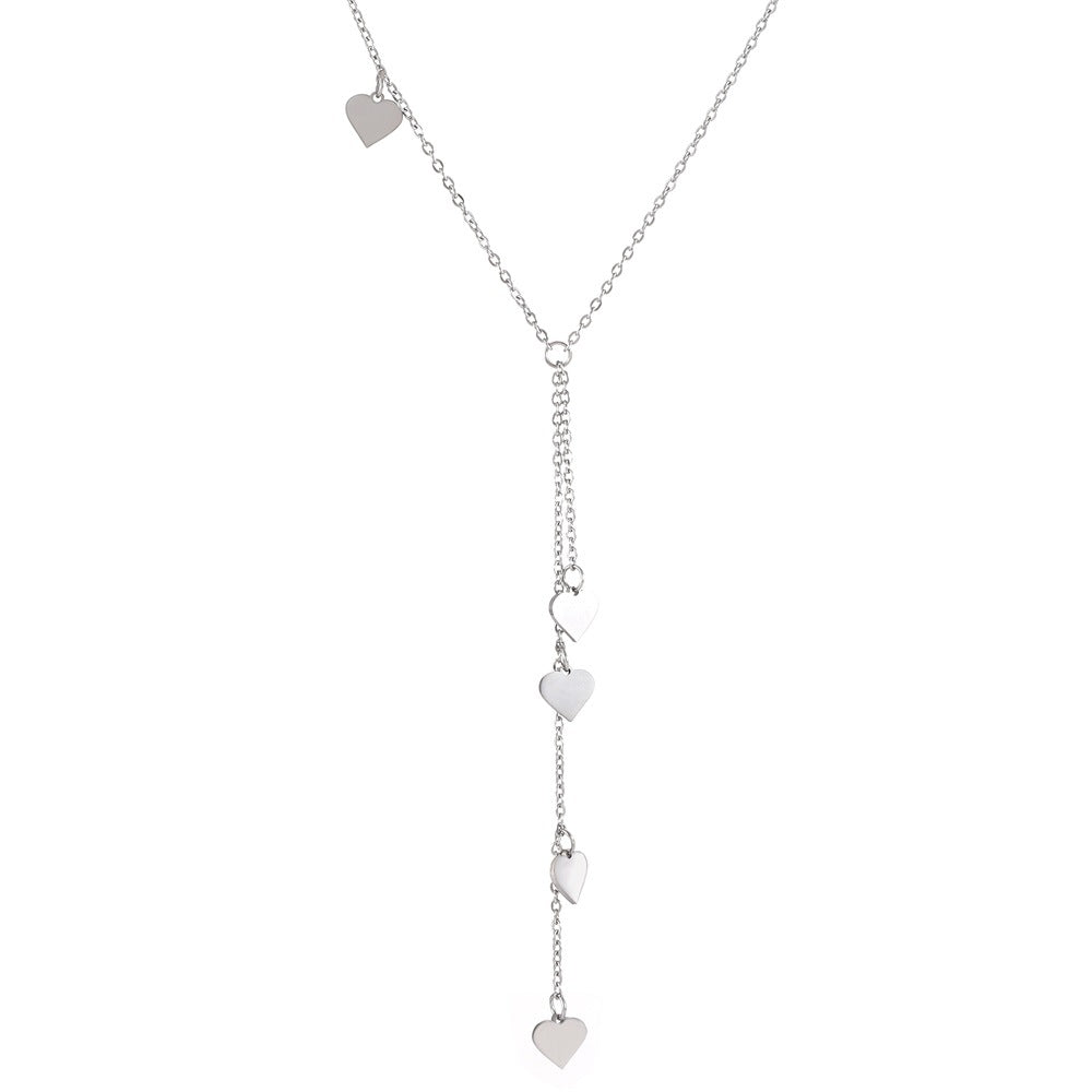 Wholesale Titanium Steel Tassel Love Necklace Clavicle Chain