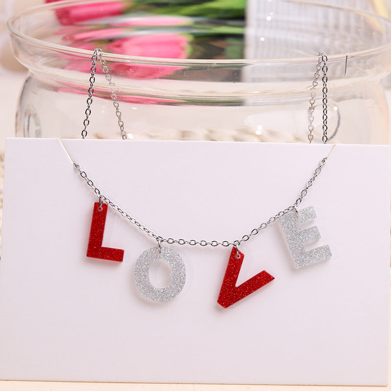 Wholesale LOVE Valentine's Day English Letters Necklace