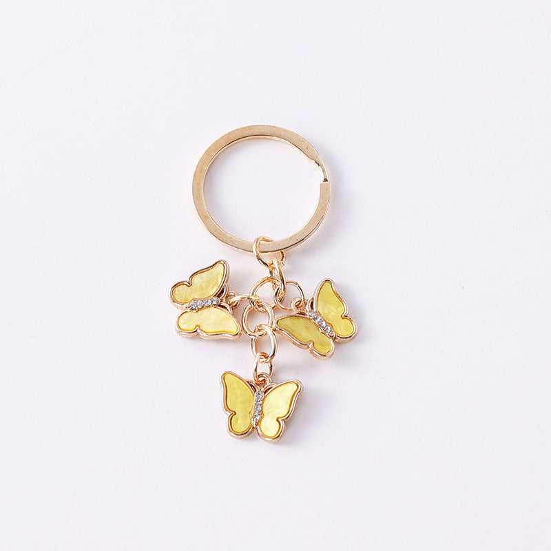 Wholesale Oil dripping diamond alloy colorful butterfly keychain