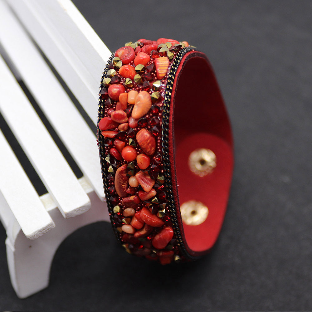 Brazalete de grava con incrustaciones de cuero al por mayor